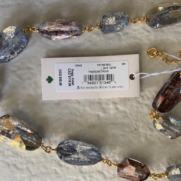 COPY - Kate Spade Treasure Trove Goldtone & Cubic Zirconia Patina Necklace - Picture 5 of 8